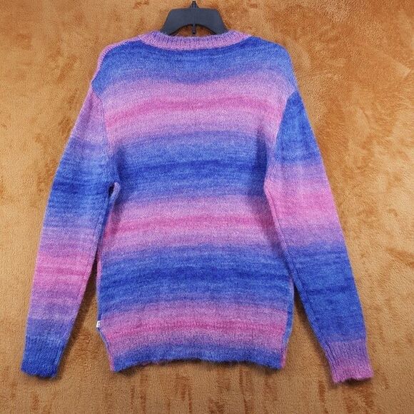 NN07 Sweater Mens XL Blue Pink Stripe Pullover Crew Alpaca Mohair BRADY $250 - Picture 2 of 7